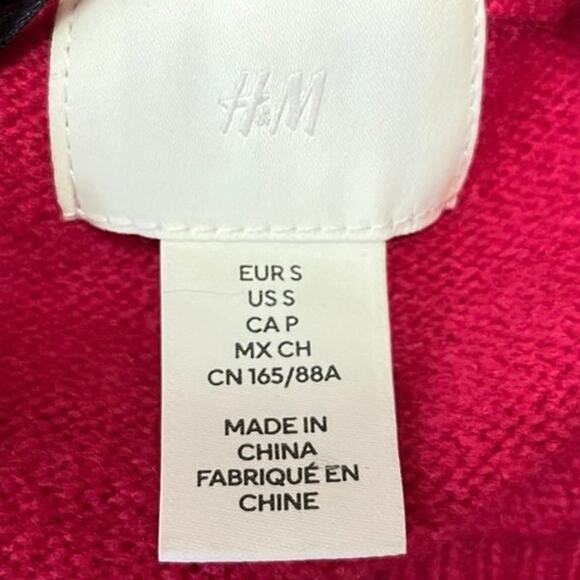 H&M Pink Wool Blend Crew Neck Oversized Long Sleeve Pullover Sweater Sz S - Picture 3 of 4